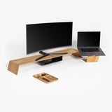 Monitor Stand for 2 Monitors & Laptop Holder & Storage Tray & Pen Tray Bundle