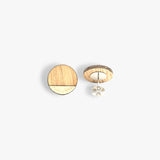 Wood stud earrings circle 15mm