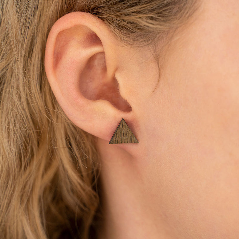 Wooden stud earrings triangle