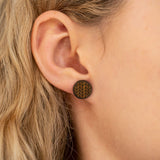 Wooden earrings with setting herringbone