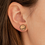 Wooden earrings with setting Minimalist