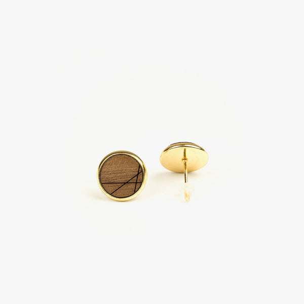 Wooden earrings with setting Minimalist